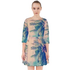 Palm Trees Beauty Nature Clouds Summer Smock Dress by Cemarart