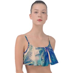 Palm Trees Beauty Nature Clouds Summer Frill Bikini Top by Cemarart