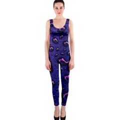 Purple Waterdrops Water Drops One Piece Catsuit by Cemarart