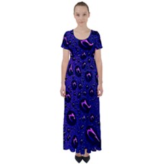 Purple Waterdrops Water Drops High Waist Short Sleeve Maxi Dress by Cemarart