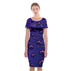 Purple Waterdrops Water Drops Classic Short Sleeve Midi Dress