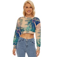 Palm Trees Beauty Nature Clouds Summer Lightweight Long Sleeve Sweatshirt by Cemarart