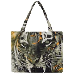 Angry Tiger Animal Broken Glasses Mini Tote Bag by Cemarart