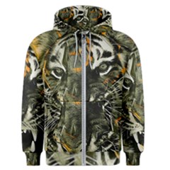 Angry Tiger Animal Broken Glasses Men s Zipper Hoodie by Cemarart