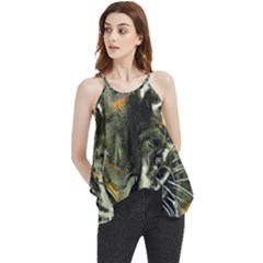 Angry Tiger Animal Broken Glasses Flowy Camisole Tank Top by Cemarart