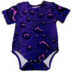 Purple Waterdrops Water Drops Baby Short Sleeve Bodysuit by Cemarart