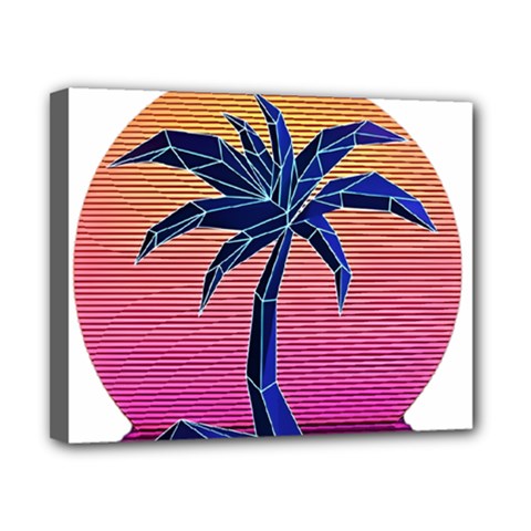 Abstract 3d Art Holiday Island Palm Tree Pink Purple Summer Sunset Water Canvas 10  X 8  (stretched) by Cemarart