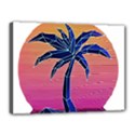 Abstract 3d Art Holiday Island Palm Tree Pink Purple Summer Sunset Water Canvas 16  x 12  (Stretched) View1