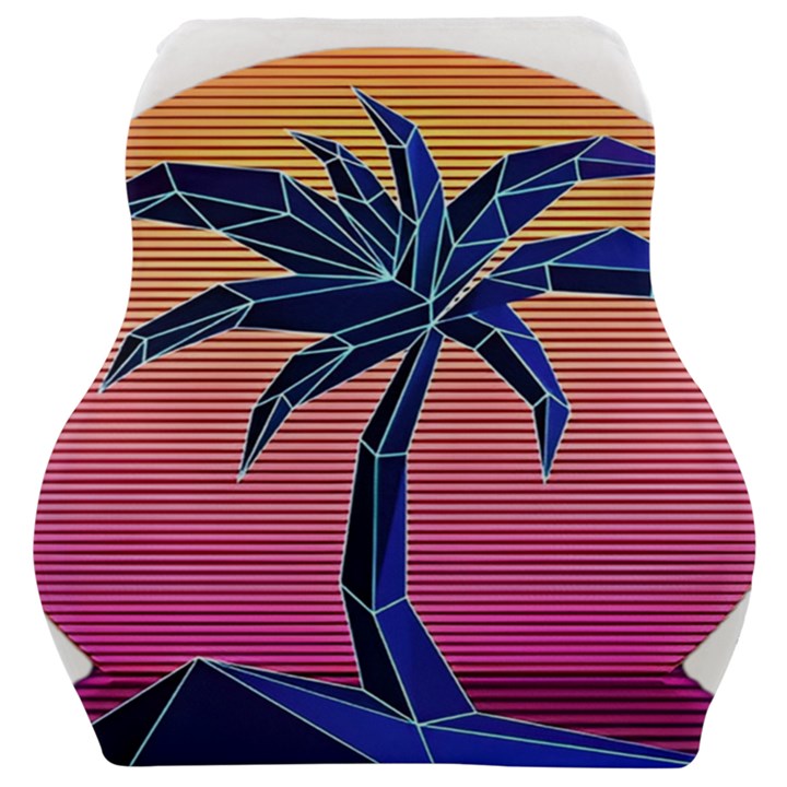 Abstract 3d Art Holiday Island Palm Tree Pink Purple Summer Sunset Water Car Seat Velour Cushion 