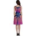 Abstract 3d Art Holiday Island Palm Tree Pink Purple Summer Sunset Water Sleeveless V-Neck Skater Dress with Pockets View4