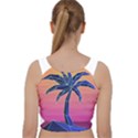 Abstract 3d Art Holiday Island Palm Tree Pink Purple Summer Sunset Water Velvet Racer Back Crop Top View2