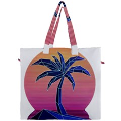 Abstract 3d Art Holiday Island Palm Tree Pink Purple Summer Sunset Water Canvas Travel Bag by Cemarart