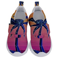 Abstract 3d Art Holiday Island Palm Tree Pink Purple Summer Sunset Water Kids  Velcro No Lace Shoes by Cemarart