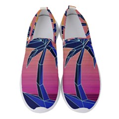 Abstract 3d Art Holiday Island Palm Tree Pink Purple Summer Sunset Water Women s Slip On Sneakers by Cemarart