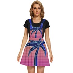 Abstract 3d Art Holiday Island Palm Tree Pink Purple Summer Sunset Water Apron Dress by Cemarart