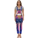 Abstract 3d Art Holiday Island Palm Tree Pink Purple Summer Sunset Water Women s Pinafore Overalls Jumpsuit View1