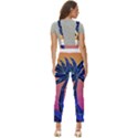 Abstract 3d Art Holiday Island Palm Tree Pink Purple Summer Sunset Water Women s Pinafore Overalls Jumpsuit View4