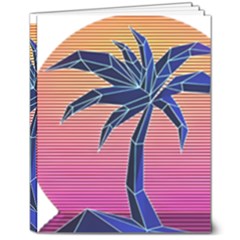 Abstract 3d Art Holiday Island Palm Tree Pink Purple Summer Sunset Water 8  X 10  Hardcover Notebook by Cemarart