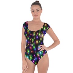 Star Colorful Christmas Abstract Short Sleeve Leotard  by Cemarart