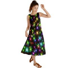 Star Colorful Christmas Abstract Summer Maxi Dress by Cemarart