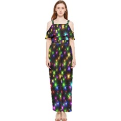 Star Colorful Christmas Abstract Draped Sleeveless Chiffon Jumpsuit by Cemarart