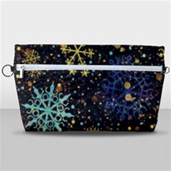 Gold Teal Snowflakes Handbag Organizer by Grandong