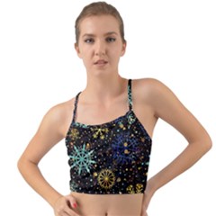 Gold Teal Snowflakes Mini Tank Bikini Top by Grandong