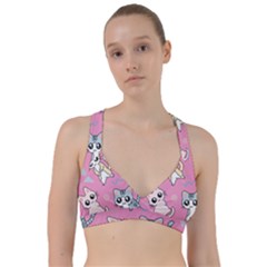 Cute Animal Little Cat Seamless Pattern Sweetheart Sports Bra by Grandong