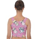 Cute Animal Little Cat Seamless Pattern Velvet Crop Top View2