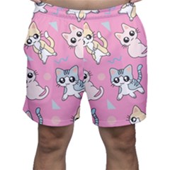 Cute Animal Little Cat Seamless Pattern Men s Shorts