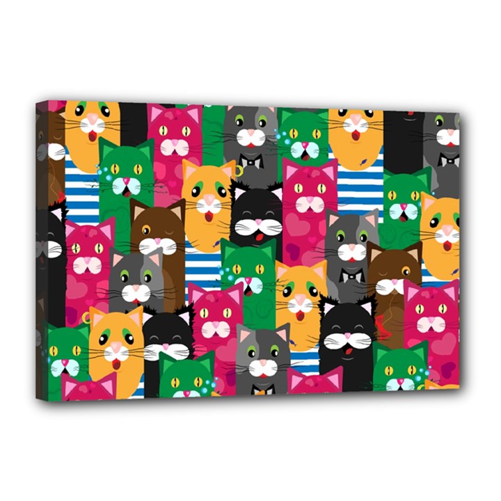 Cat Funny Colorful Pattern Canvas 18  x 12  (Stretched)