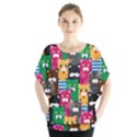 Cat Funny Colorful Pattern Batwing Chiffon Blouse View1