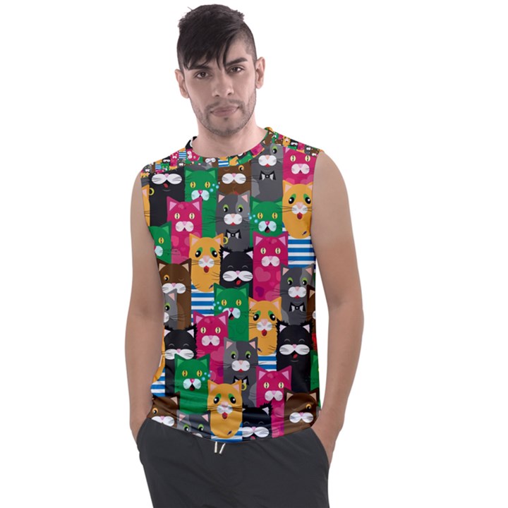 Cat Funny Colorful Pattern Men s Regular Tank Top