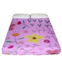 Pink Flowers Pattern Fitted Sheet (Queen Size) View1