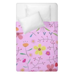 Pink Flowers Pattern Duvet Cover Double Side (single Size) by Grandong