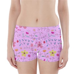 Pink Flowers Pattern Boyleg Bikini Wrap Bottoms by Grandong