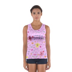 Pink Flowers Pattern Sport Tank Top  by Grandong