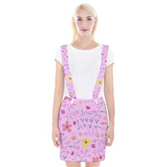 Pink Flowers Pattern Braces Suspender Skirt by Grandong