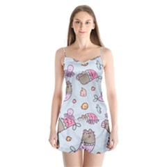 Pusheen Cat Cute Satin Pajamas Set by Grandong