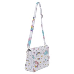 Unicorn Diamond Rainbow Shooting Star Shoulder Bag With Back Zipper by Grandong