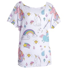 Unicorn Diamond Rainbow Shooting Star Women s Oversized T-shirt by Grandong