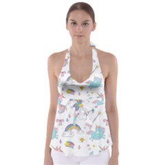 Unicorn Diamond Rainbow Shooting Star Tie Back Tankini Top by Grandong