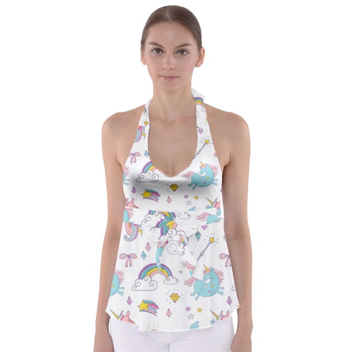 Unicorn Diamond Rainbow Shooting Star Tie Back Tankini Top