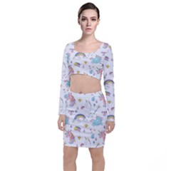 Unicorn Diamond Rainbow Shooting Star Top And Skirt Sets by Grandong