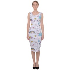 Unicorn Diamond Rainbow Shooting Star Sleeveless Pencil Dress by Grandong