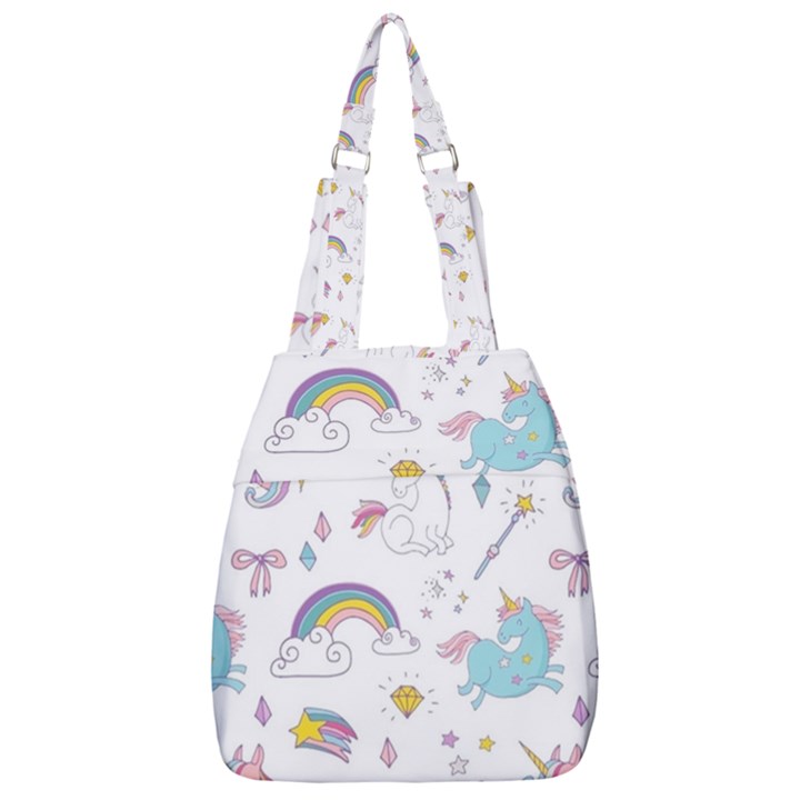 Unicorn Diamond Rainbow Shooting Star Center Zip Backpack