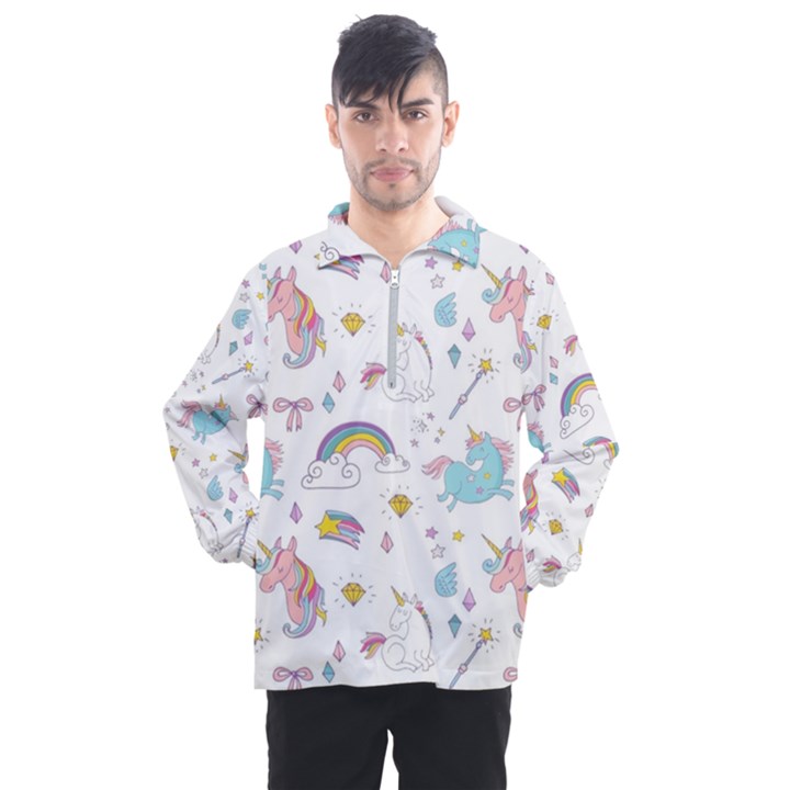 Unicorn Diamond Rainbow Shooting Star Men s Half Zip Pullover