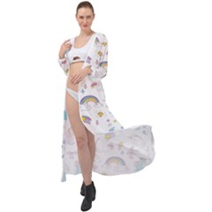 Unicorn Diamond Rainbow Shooting Star Maxi Chiffon Beach Wrap by Grandong