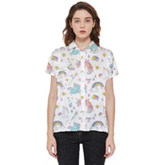 Unicorn Diamond Rainbow Shooting Star Short Sleeve Pocket Shirt by Grandong