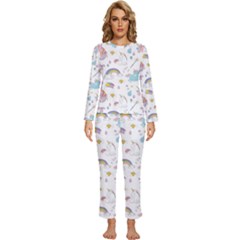 Unicorn Diamond Rainbow Shooting Star Womens  Long Sleeve Lightweight Pajamas Set by Grandong